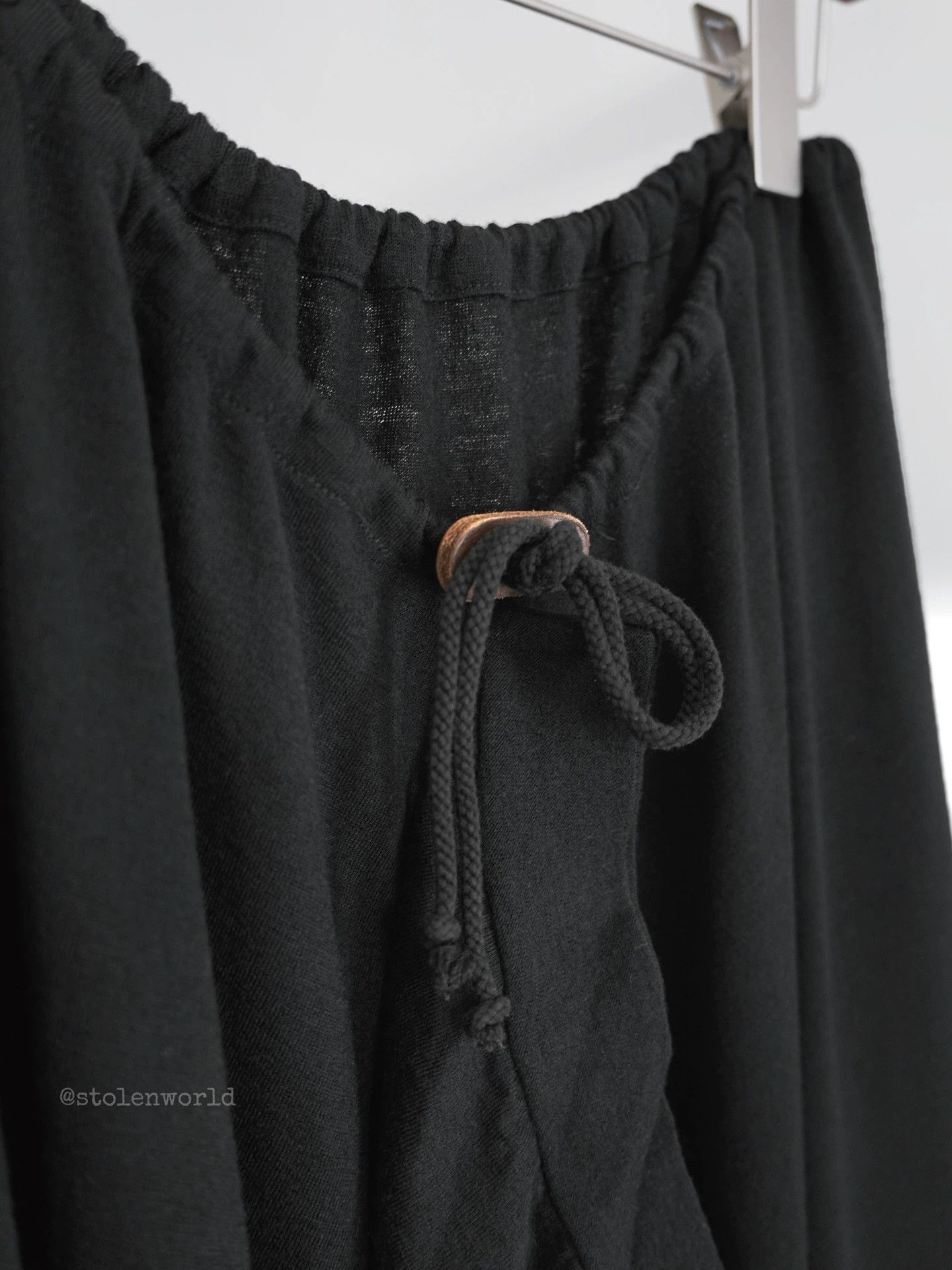 Y's Y's knit wool leather drawstring skirt cream panel Size 28" / US 6 / IT 42 - 2 Thumbnail