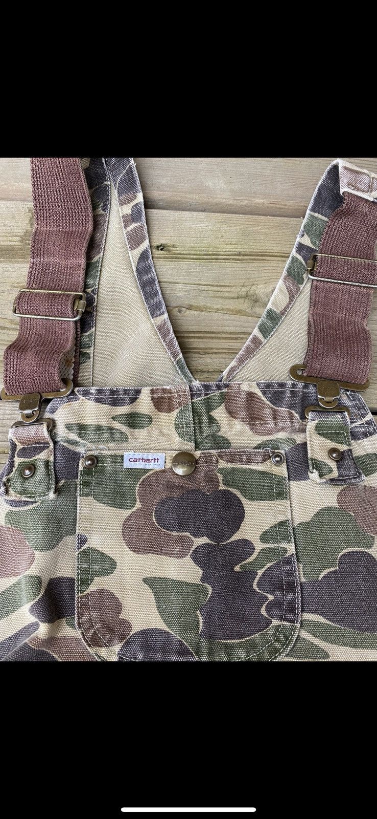 Carhartt × Vintage RARE Vintage 80s Carhartt Duck Camo Hunting Overalls Pants Size US 38 / EU 54 - 3 Thumbnail