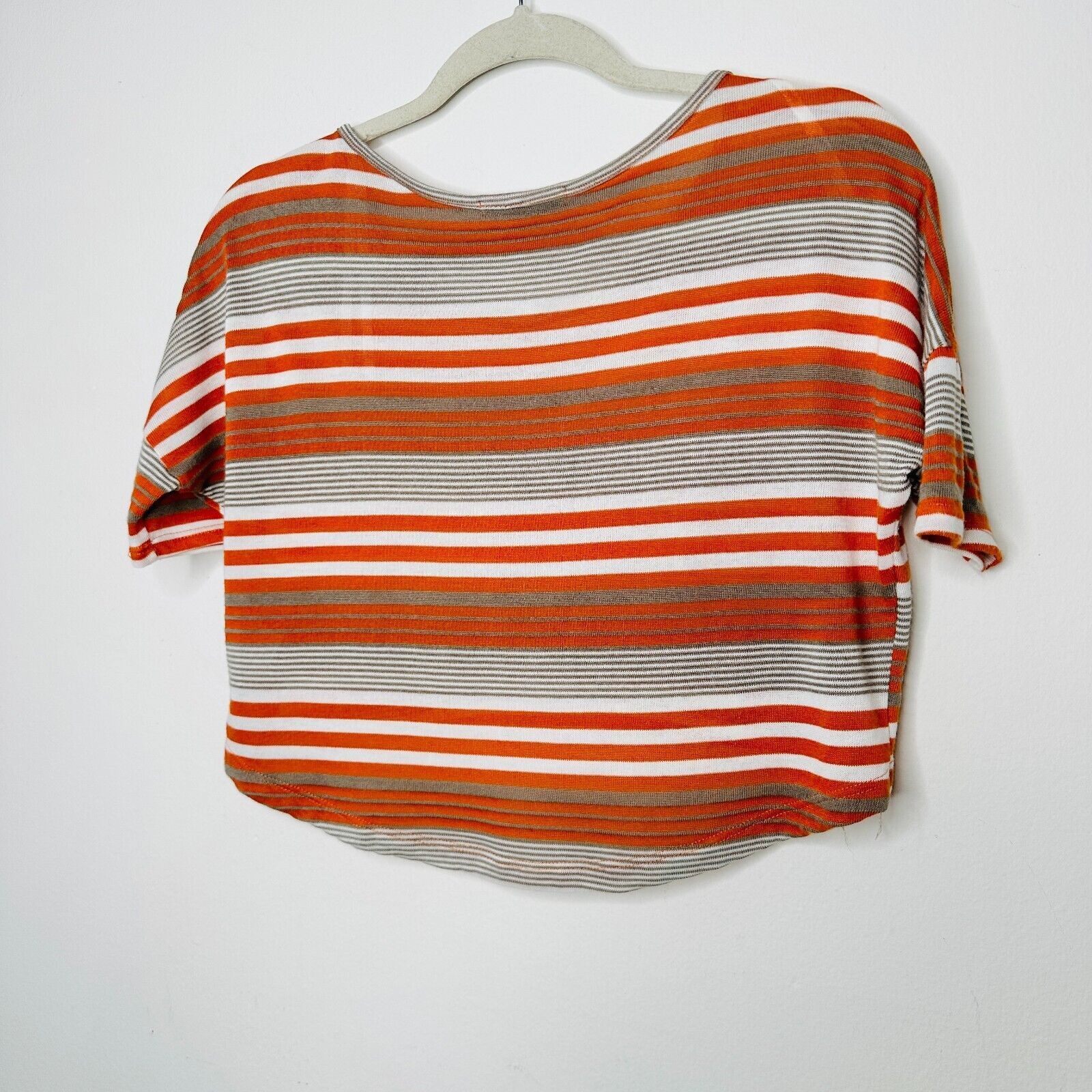 Other Papaya Casual Striped Short Sleeve Crop Scoop Neck Tee M Size M / US 6-8 / IT 42-44 - 4 Thumbnail