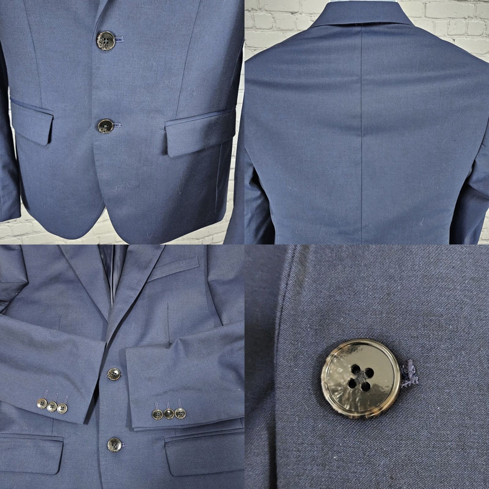 Doublet Moss London Navy Slim Fit V2 2 Button Double Vented Notch Blazer Sport Coat 36S Size 36R - 8 Thumbnail