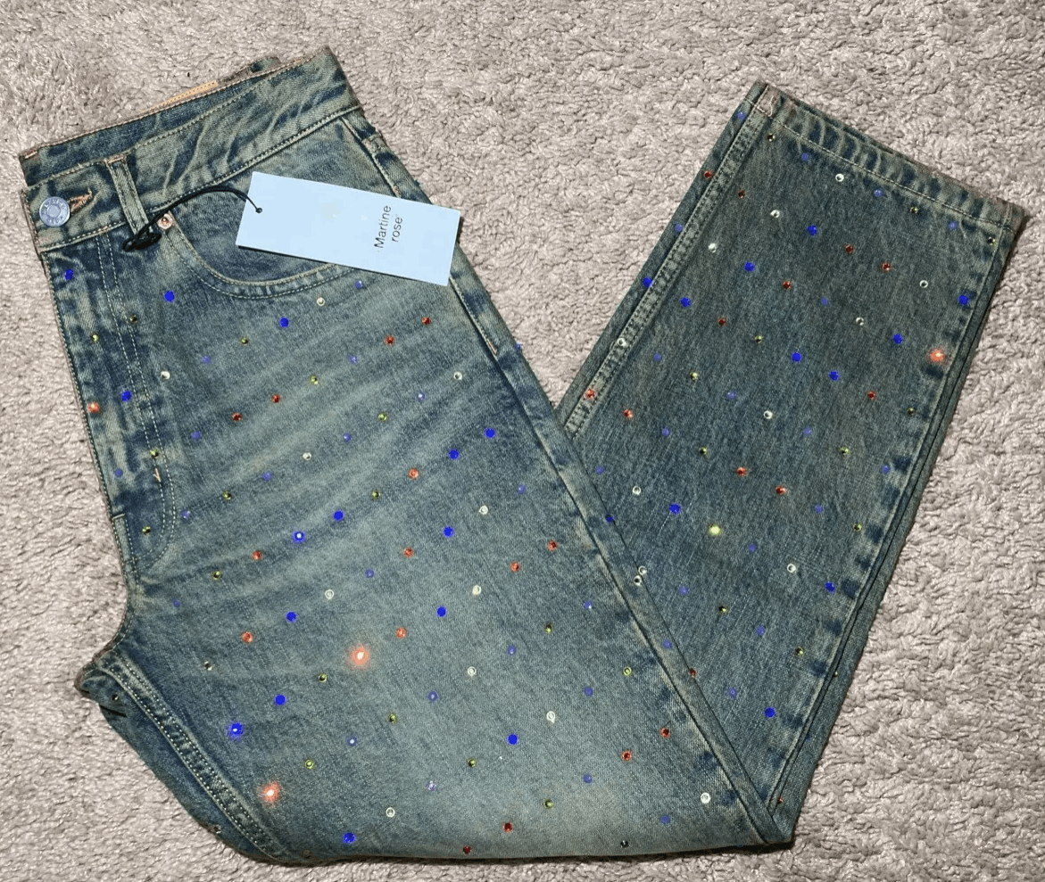 AW21 NWT Martine Rose Rhinestone Crystal Gem Jeans S