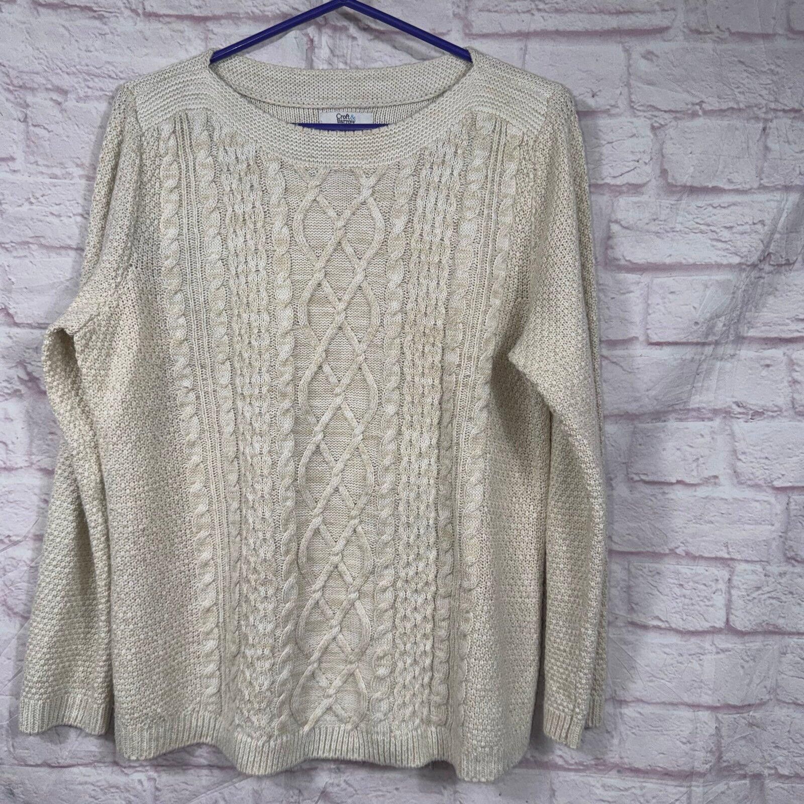 Croft & Barrow Croft & Barrow Cream Cable Knit Sweater Size Large Size L / US 10 / IT 46 - 1 Thumbnail