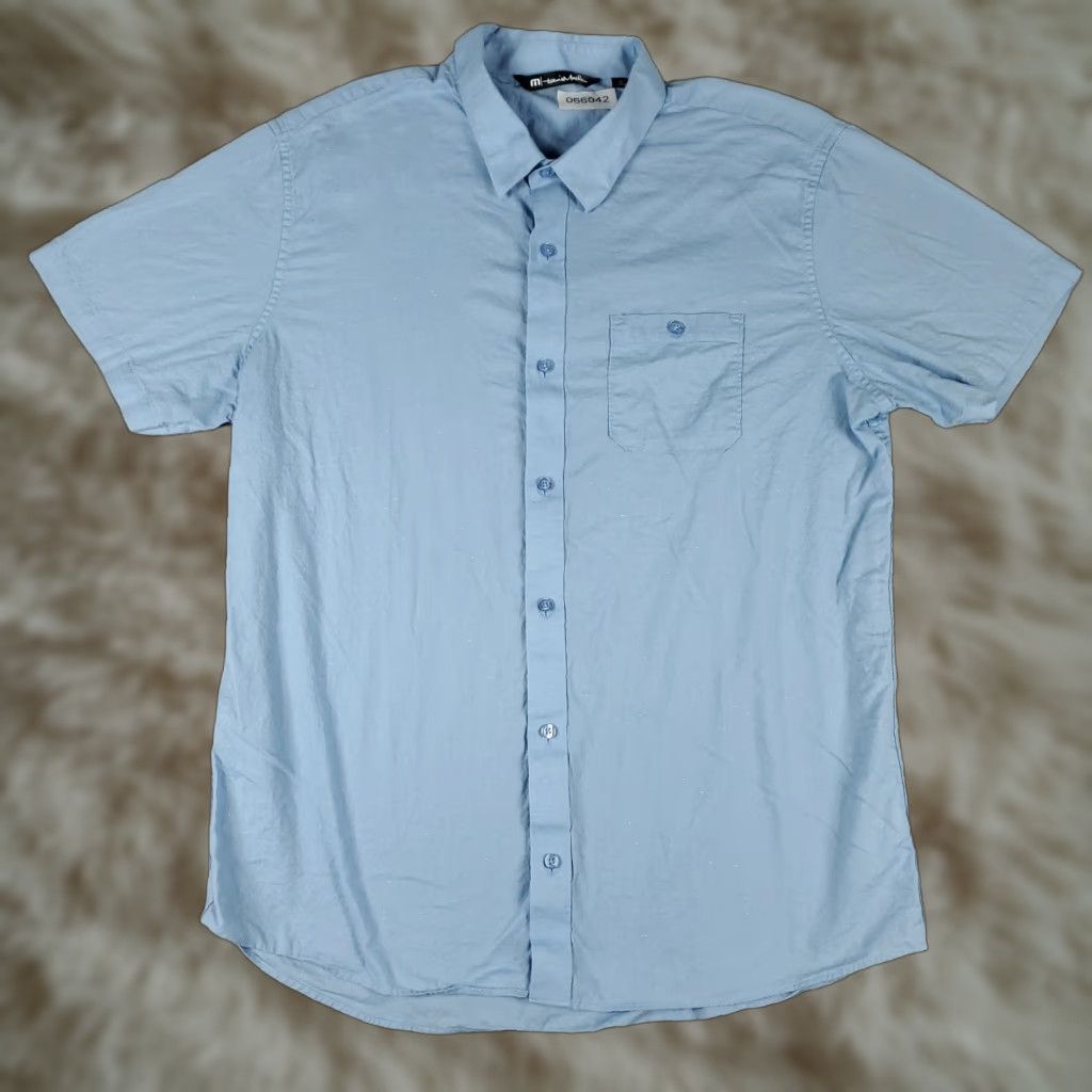 TravisMathew Travis Mathew Shirt Mens XL Button-Up Short Sleeve Blue Collared Pocket Size US XL / EU 56 / 4 - 1 Thumbnail