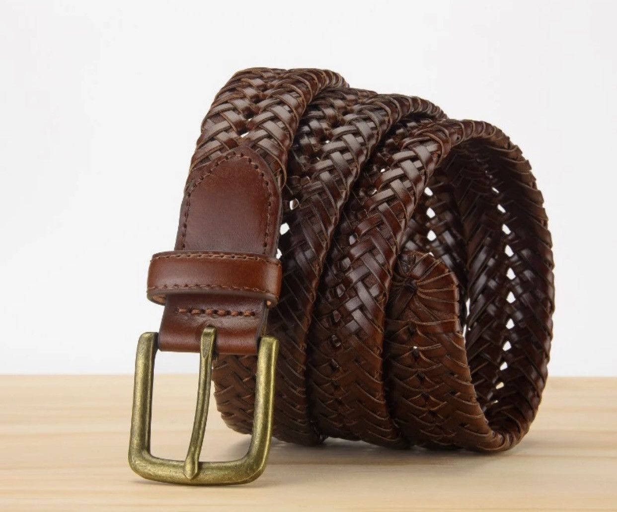 Leather × Vintage Genuine Leather Knitted Strap Vintage Jeans Braided Belts Size ONE SIZE - 2 Thumbnail