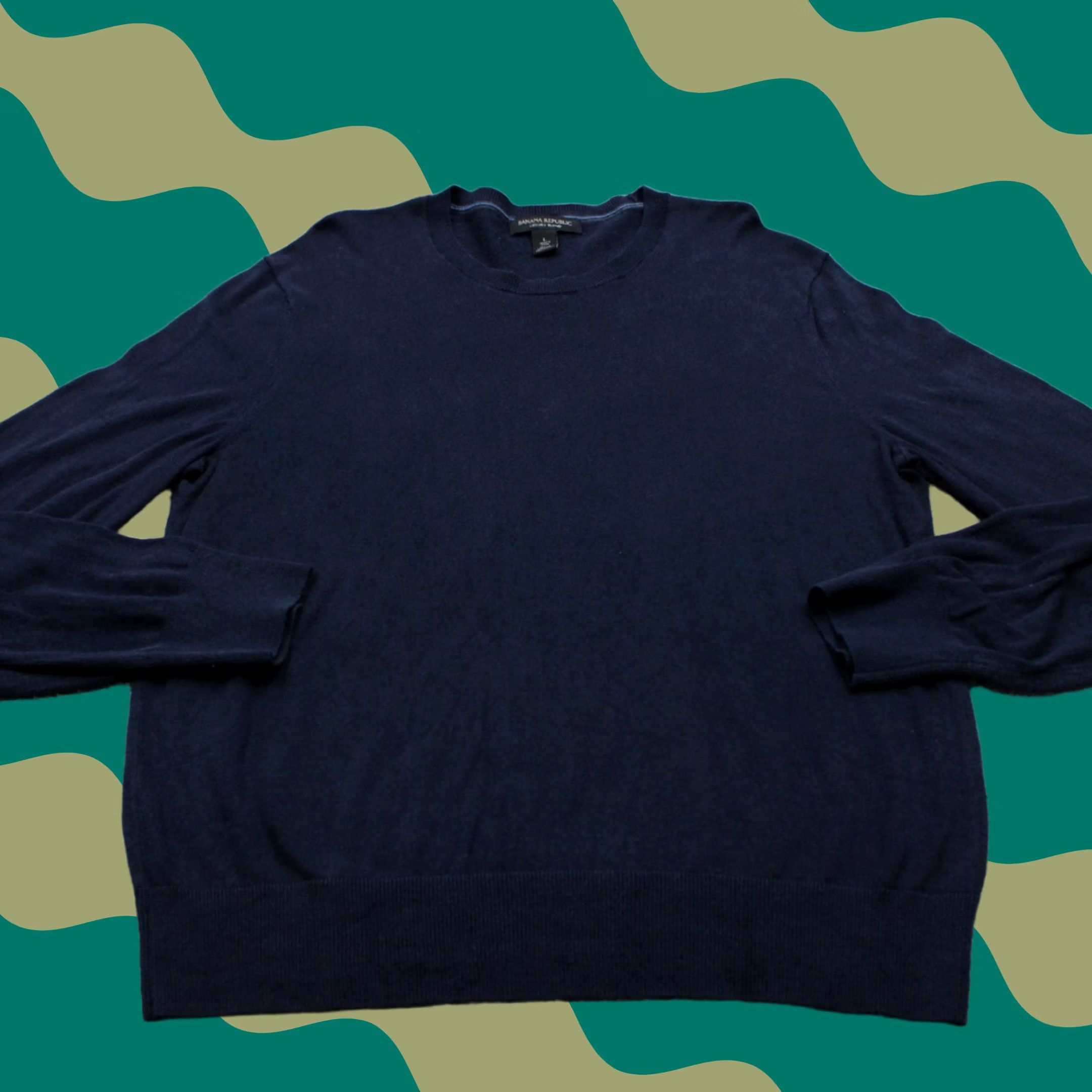 Banana Republic Banana Republic Men's Large Blue Sweater V-Neck Silk/Cotton/Cashmere Pullover Knit Formal Casual Workwear Size US L / EU 52-54 / 3 - 1 Thumbnail