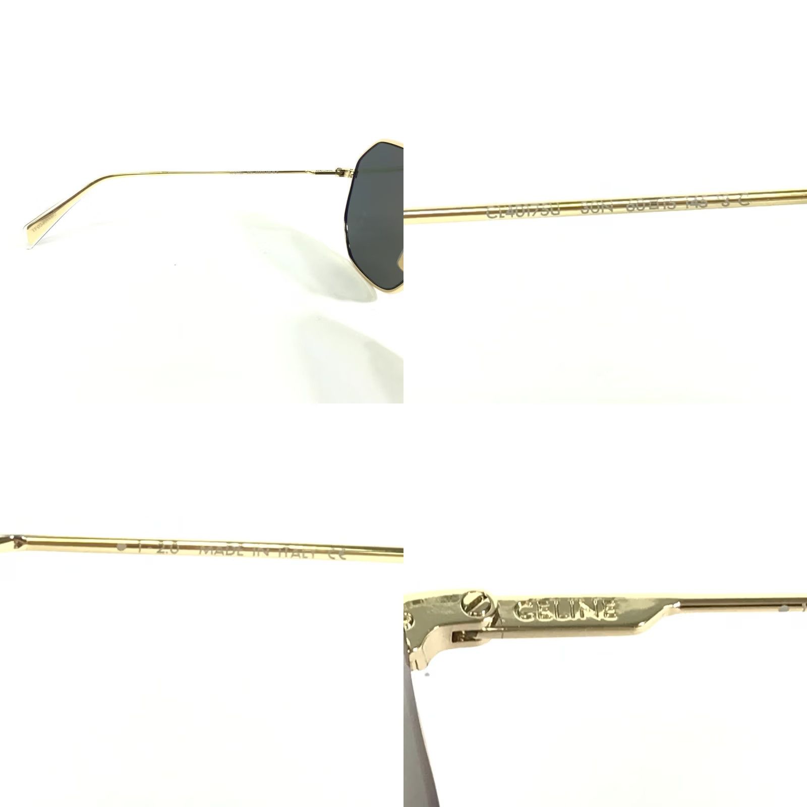 CELINE Sunglasses CL40175U 30N Gold Geometric Frames Green 