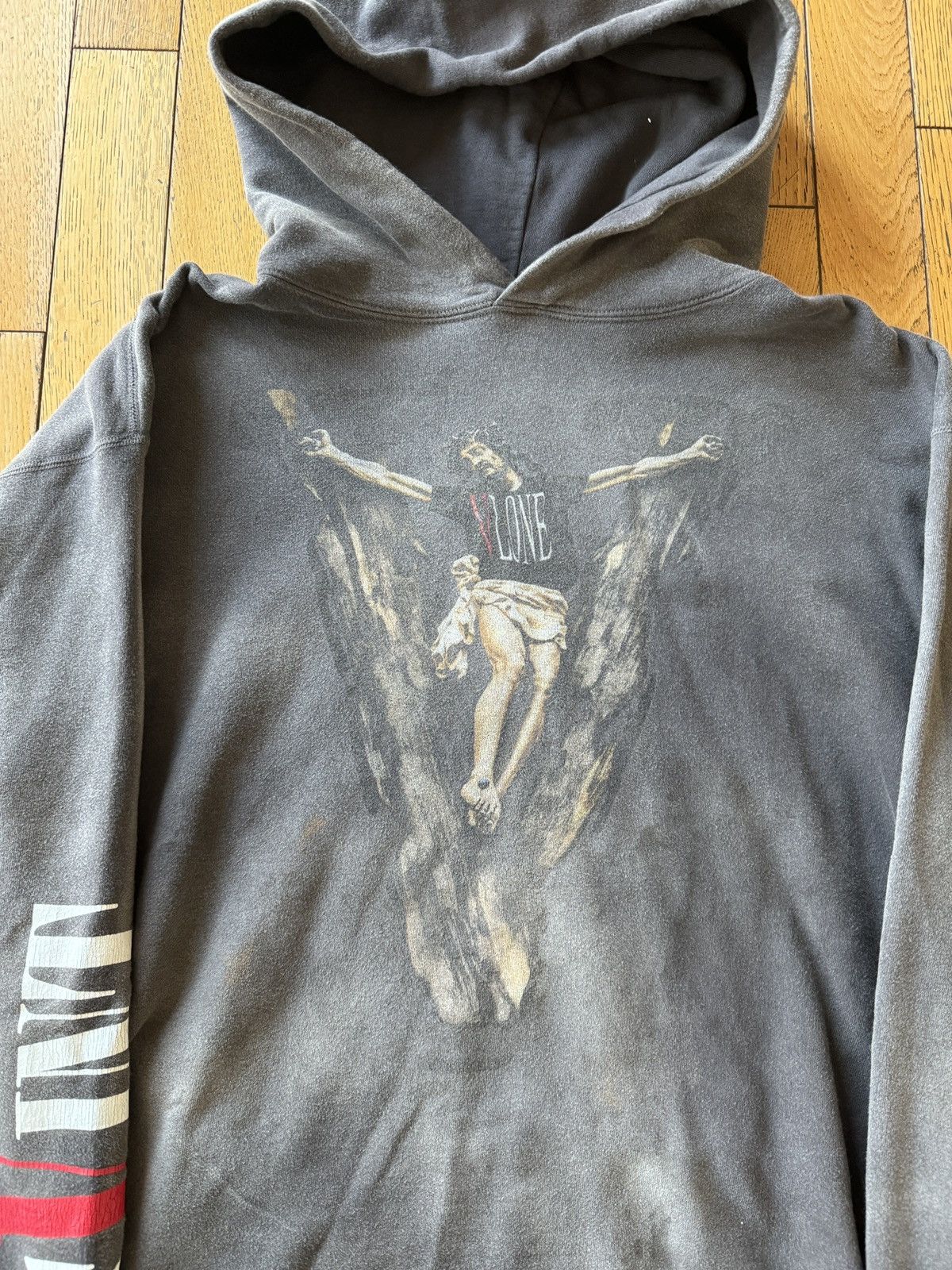 Japanese Brand *RARE* SAINT MXXXXXX MICHAEL VLONE JESUS HOODIE DISTRESSED Size US XL / EU 56 / 4 - 3 Thumbnail