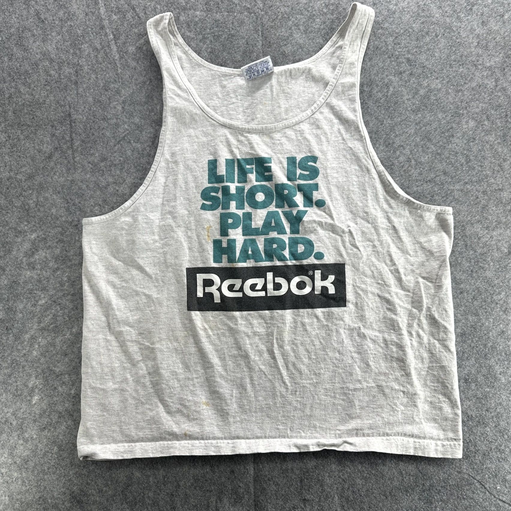 Reebok VINTAGE Reebok Tank Top Mens XL 90s Gray Graphic Print Cotton Athletic Sleeveless Made USA Size US XL / EU 56 / 4 - 2 Thumbnail