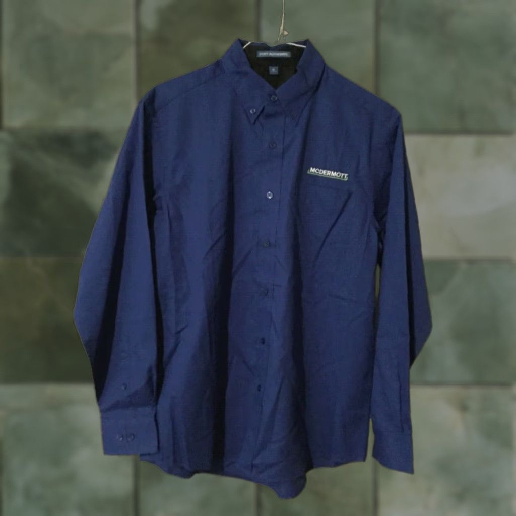 Port Authority PORT AUTHORITY Blue Long Sleeve Dress Shirt Adult Medium Embroidered McDermott Mens Size 40R - 1 Thumbnail