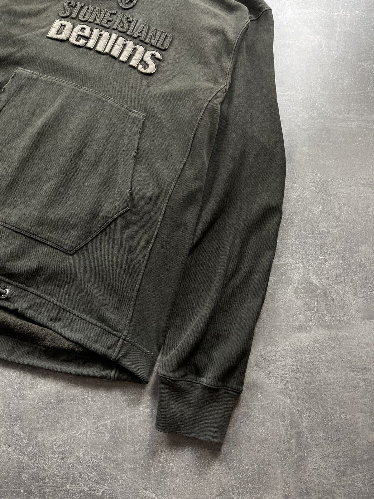 Stone Island Stone Island Denims Vintage 00s Logo Military Hoodie Khaki Size US XXL / EU 58 / 5 - 5 Thumbnail