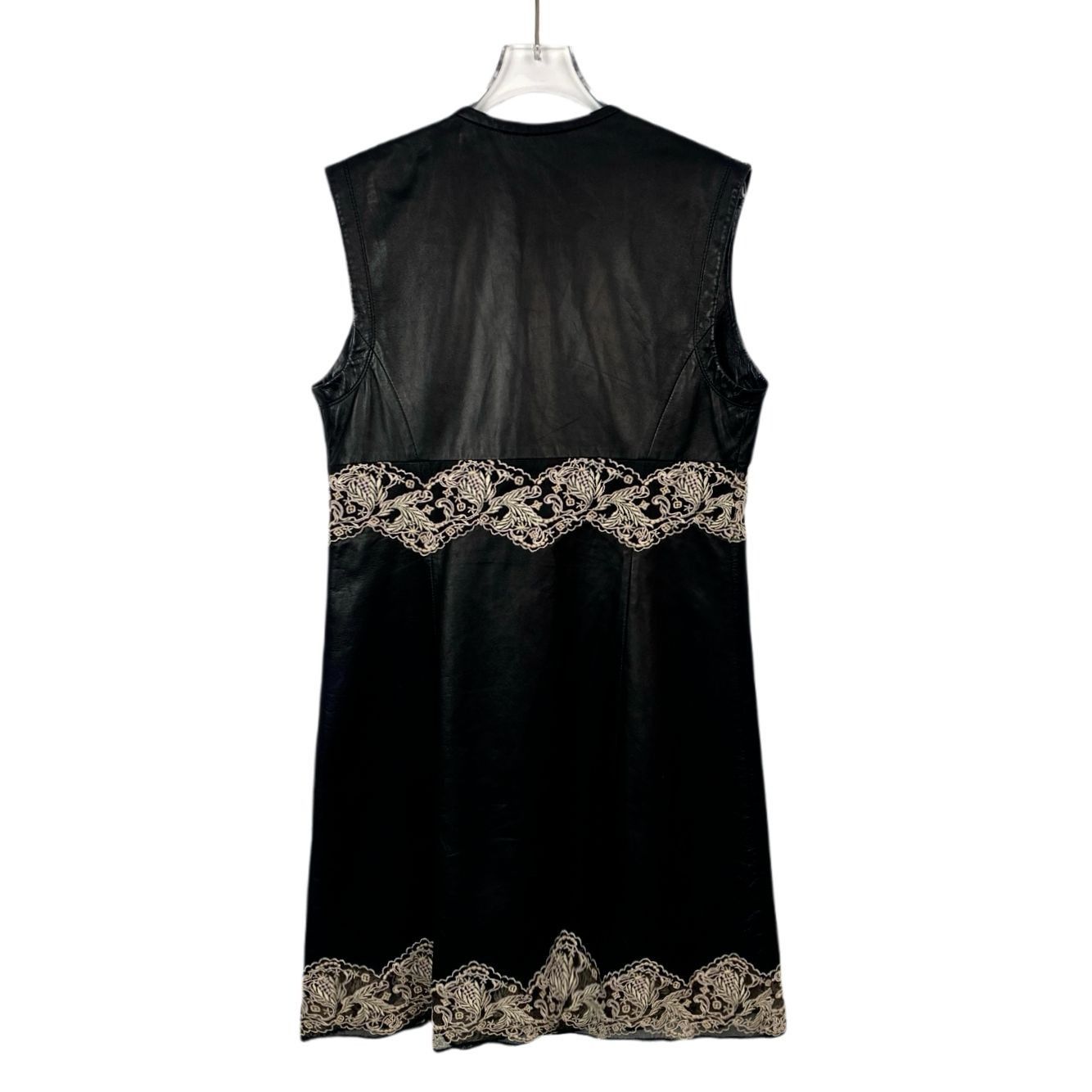 Louis Vuitton Louis Vuitton Black Leather & Embroidered Sleeveless Dress S  | Grailed