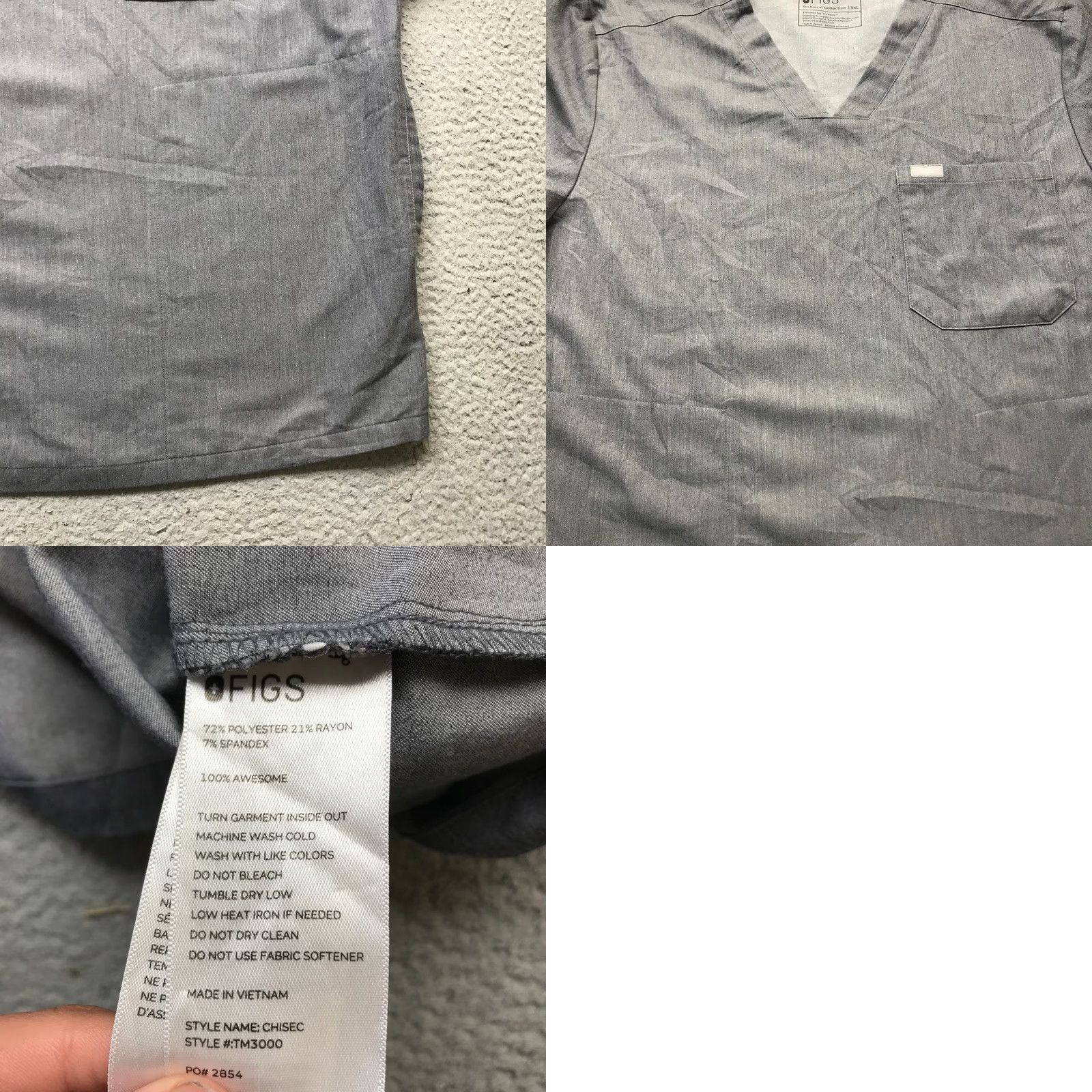 Vintage FIGS Technical Collection Scrub Top Shirt Mens 2XL Short Sleeve Gray V-Neck Pocket Scrub Top Medical Shirts TM3000 Size US XXL / EU 58 / 5 - 8 Thumbnail