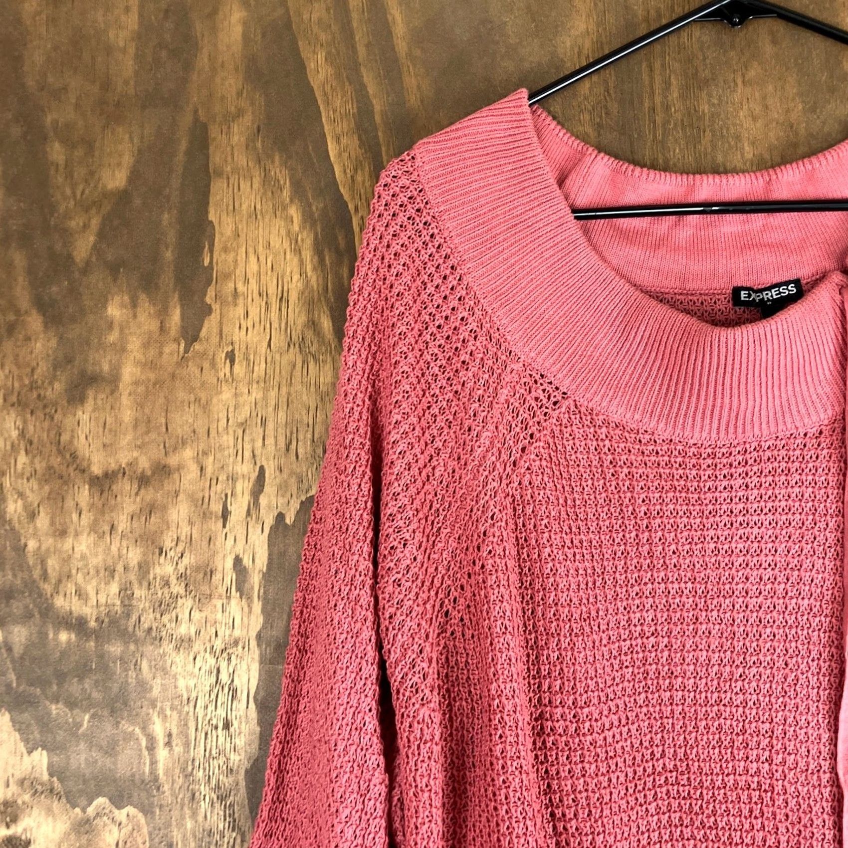Express Express Sweater Pink Scoop Neck Tie Shoulder Open Knit Long Sleeve Small Womens Size S / US 4 / IT 40 - 4 Thumbnail