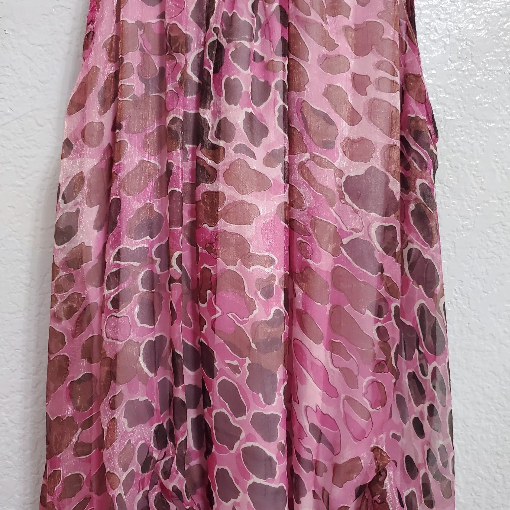 Vintage VINTAGE OB2-12 Dress Womens M Pink Animal Print Ruffle Bubble Hem Sleeveless Size M / US 6-8 / IT 42-44 - 5 Thumbnail