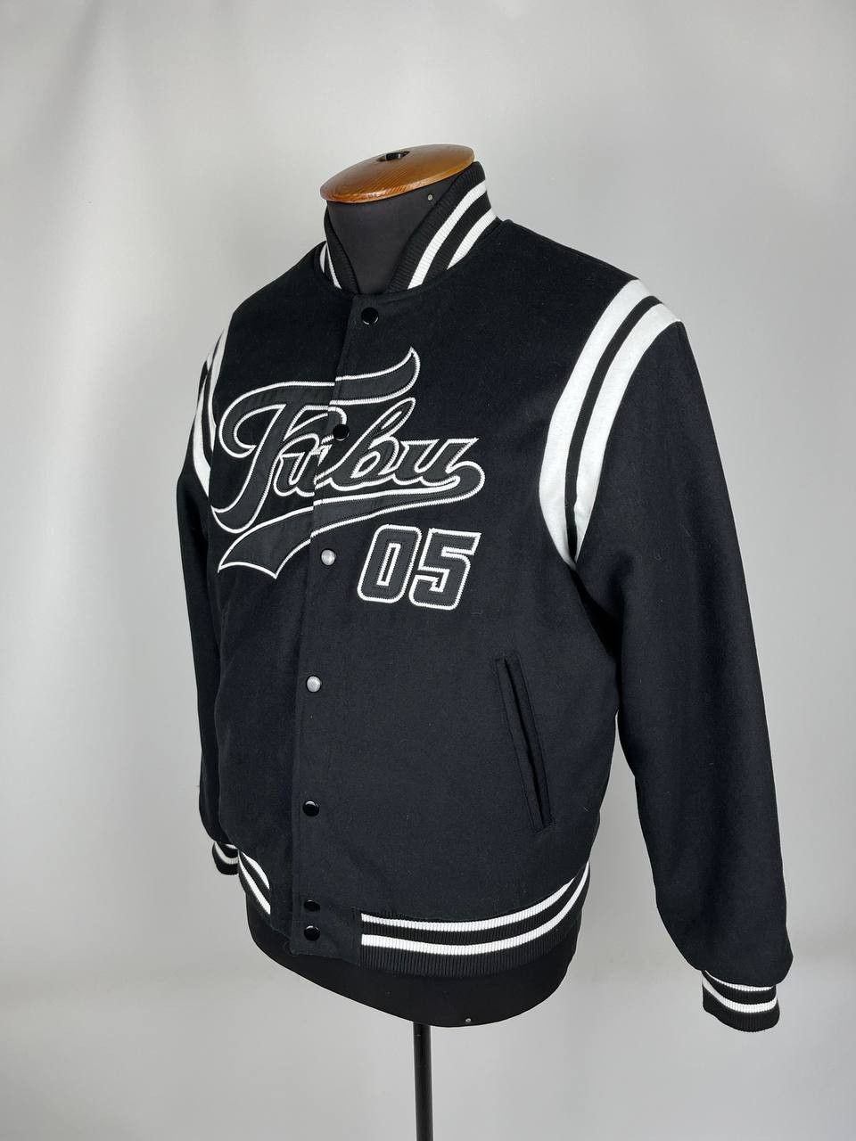 Fubu FUBU Wool Varsity Bomber Jacket Men’s Black Logo Spell out Size US L / EU 52-54 / 3 - 2 Thumbnail