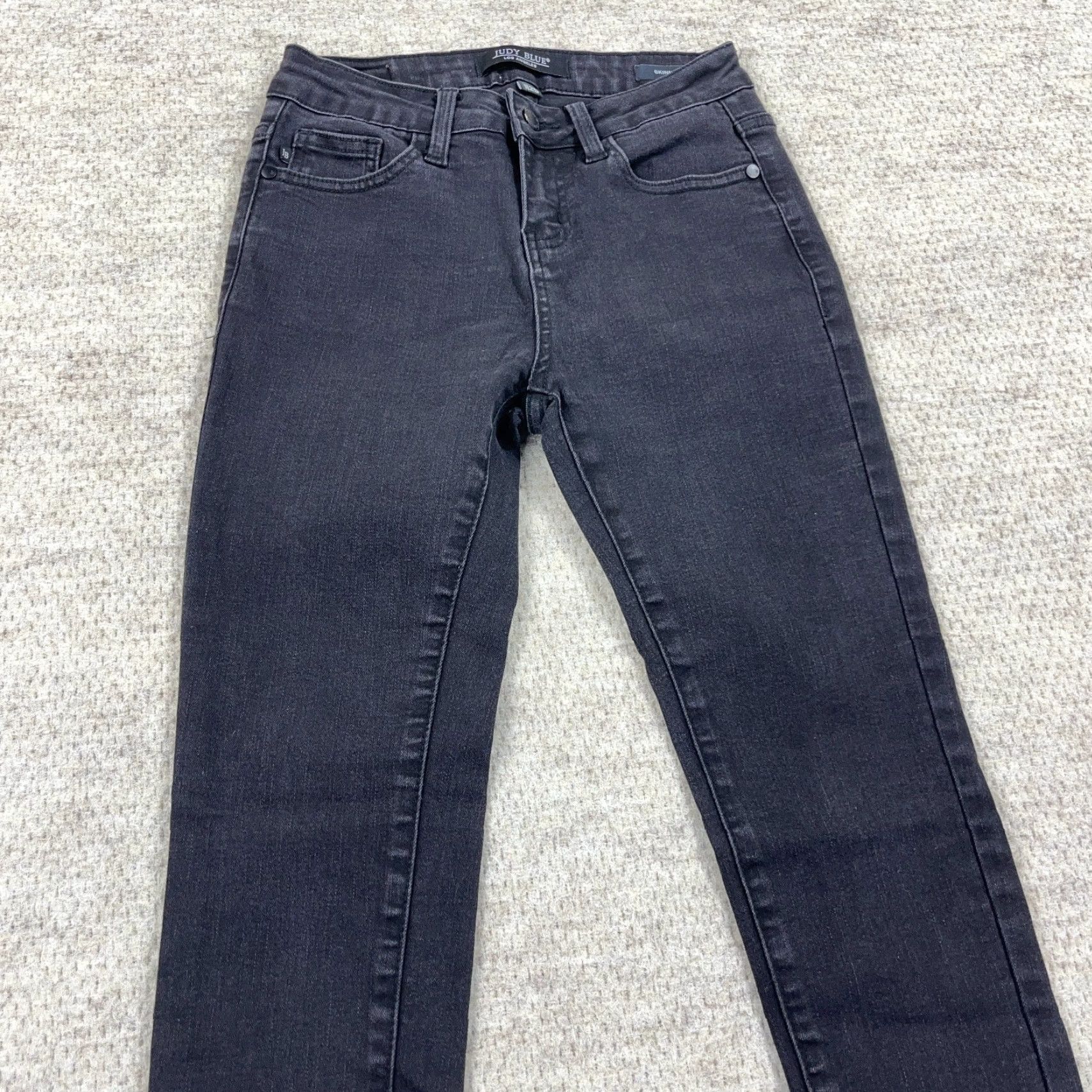 Vintage Judy Blue Jeans Women 1 25 Skinny High Rise Black Wash Faded Stretch Pockets 5-Pocket Denim Stretch Medium Blue Regular Women's Jeans Size 42" / US 20 - 5 Thumbnail