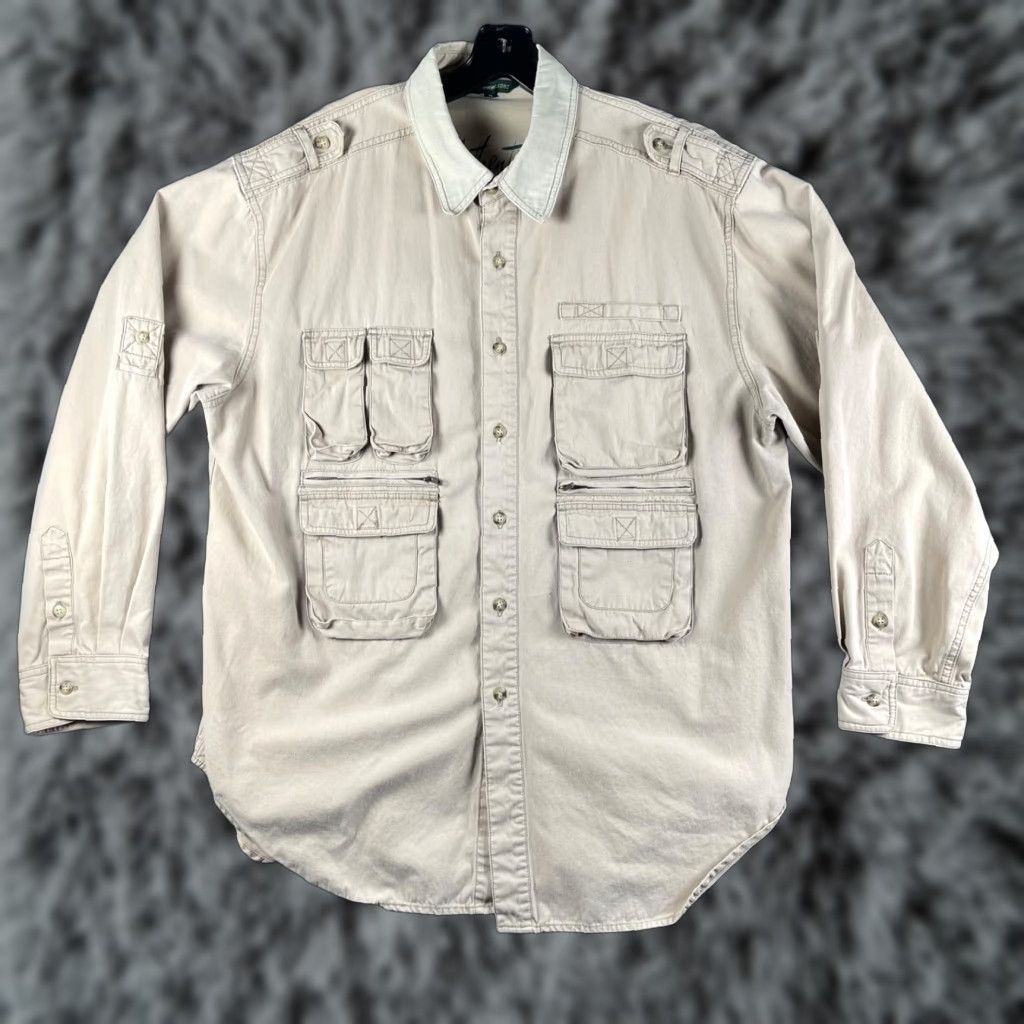 Vintage VINTAGE Authentic American Sportswear Safari Jacket Field Jacket Mens XL Beige Pockets Corduroy Collar Size US XL / EU 56 / 4 - 1 Thumbnail