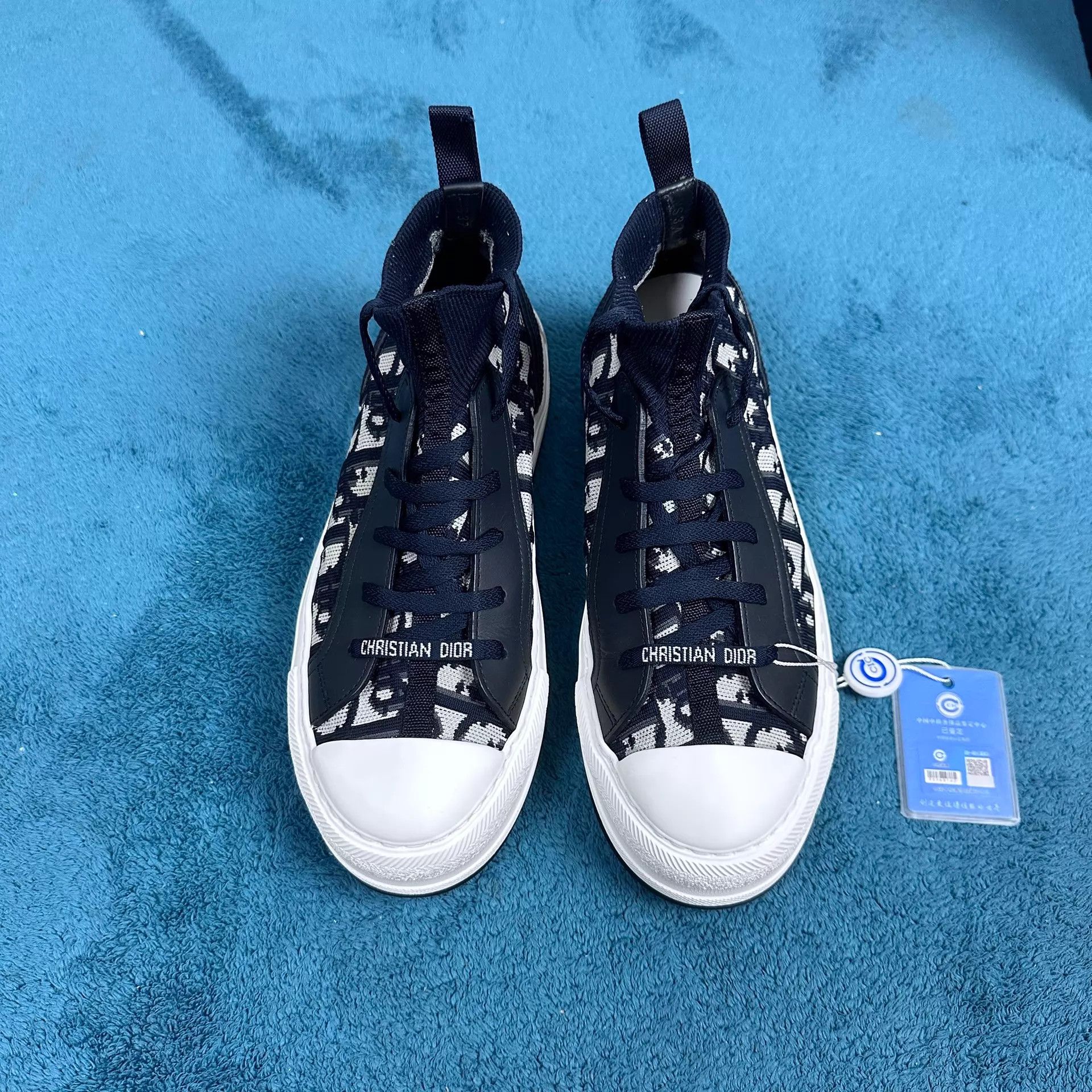 Dior Dior Oblique HiTop Platform Canvas Sneaker Blue 37 Size US 6.5 / IT 36.5 - 1 Thumbnail