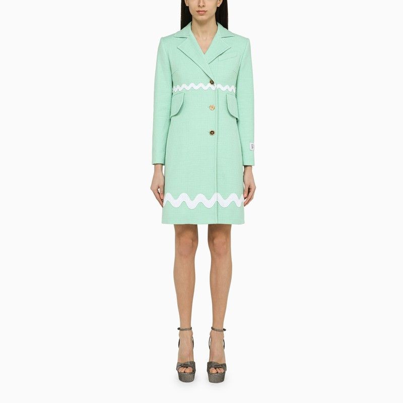 image of Patou Single-Breasted Mint Green Cotton Coat, Women's (Size Medium)
