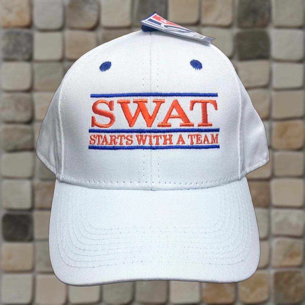 Vintage VINTAGE The Game S.W.A.T. White Hat Baseball Cap Casual Adjustable Cotton Twill Cap Men’s Sports University Outdoor Lightweight Breathable Size ONE SIZE - 1 Thumbnail