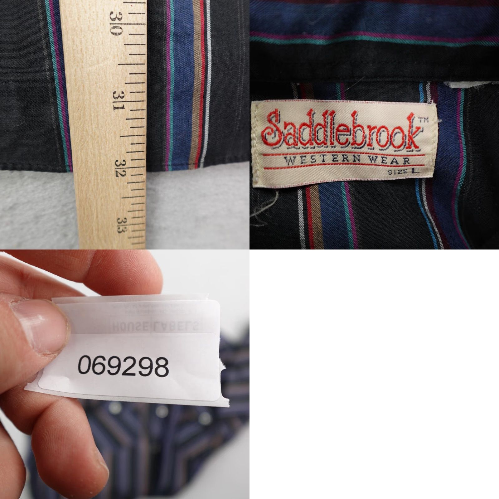 Vintage VINTAGE Saddlebrook Shirt Mens L Black Stripes Western Pearl Snap Rodeo USA Shirt Size US L / EU 52-54 / 3 - 8 Thumbnail