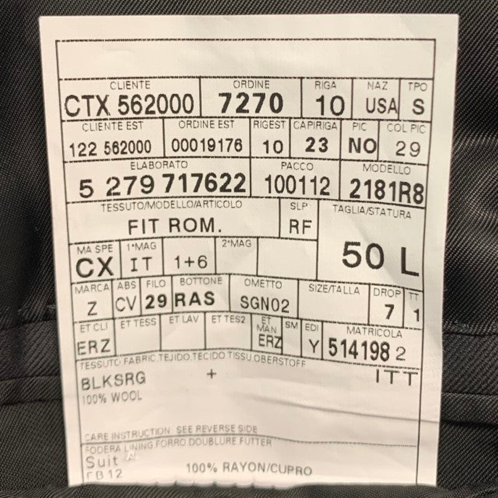Ermenegildo Zegna ERMENEGILDO ZEGNA Size 40 Black Wool Peak Lapel Sport Coat Size 40R - 6 Thumbnail