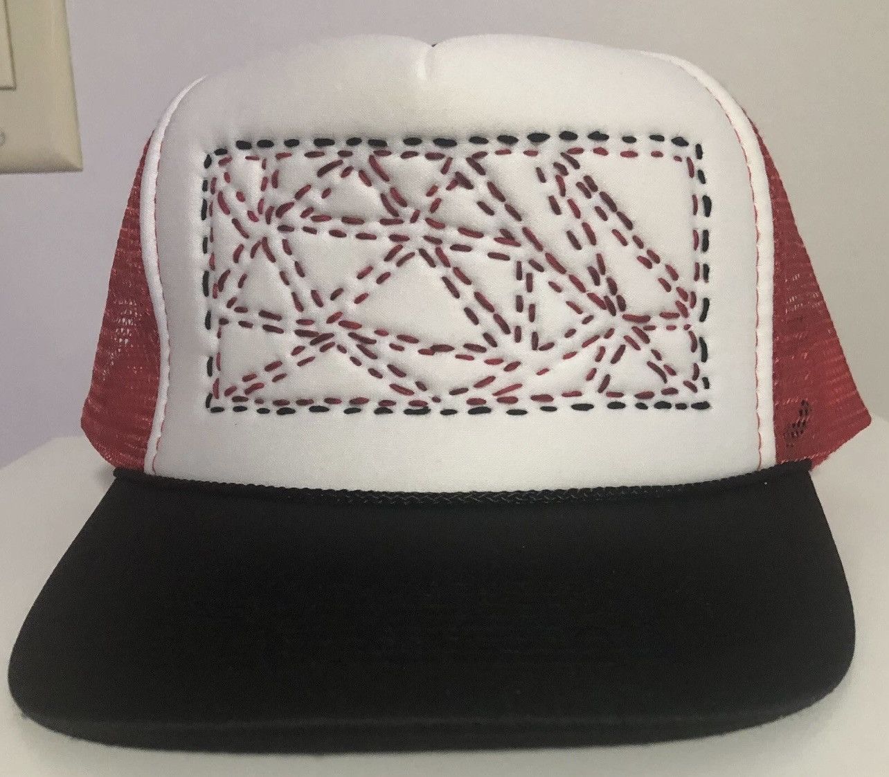 Other Red and White Trucker Hat Sashiko Hand Stitched 1/1 Size ONE SIZE - 2 Thumbnail