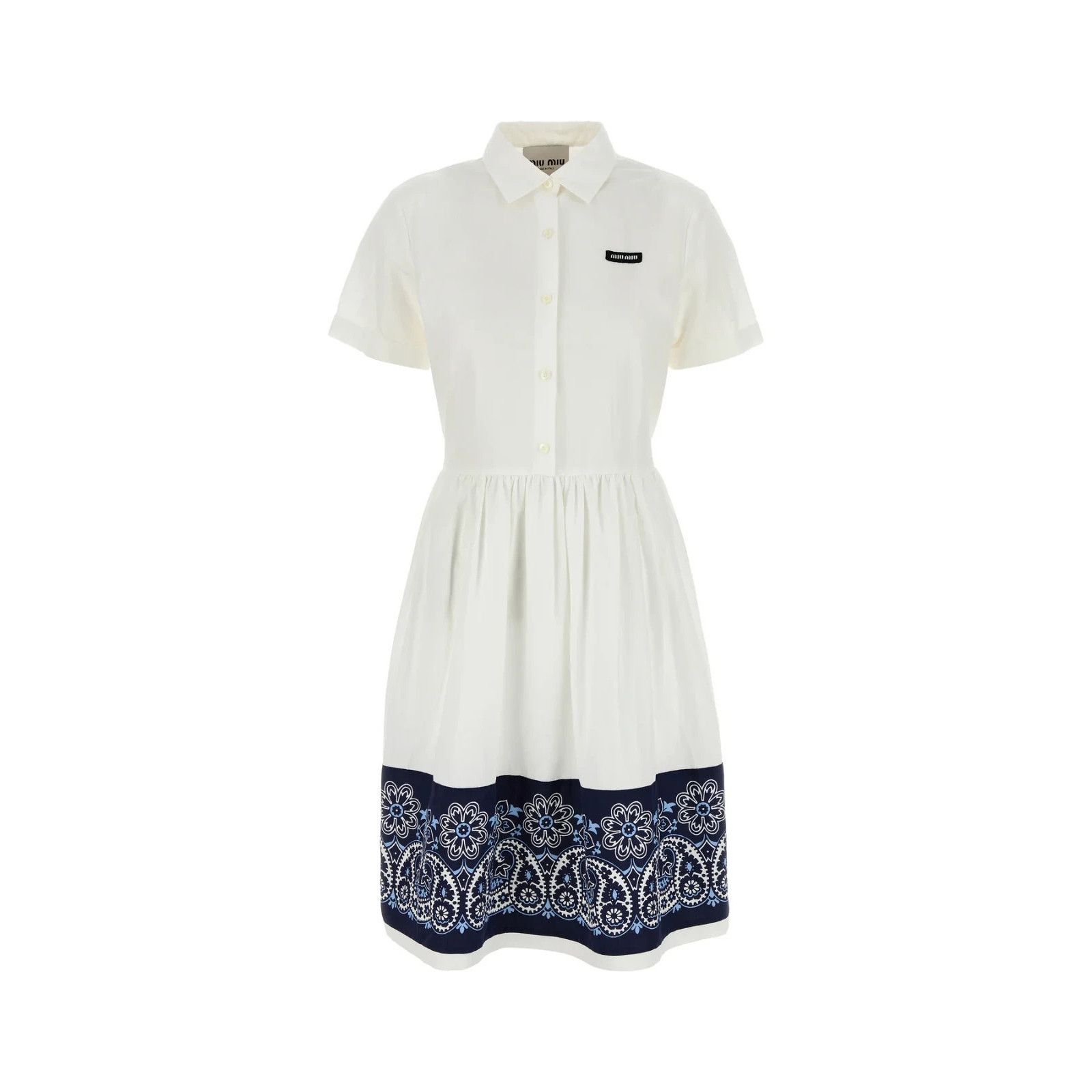 MIU MIU White Cotton Blend Shirt Dress New & Authentic (Wome