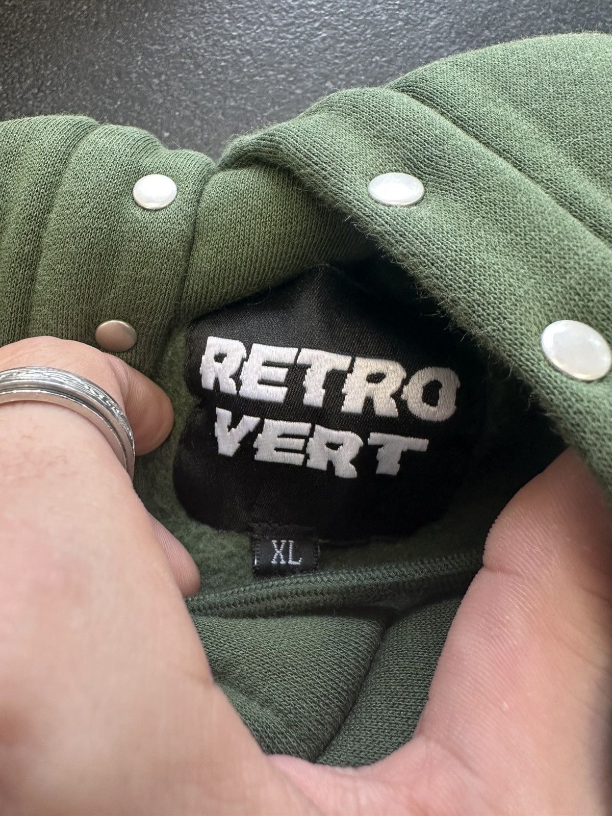 RETROVERT Retrovert Studded Destruction Hoodie Green Size US XL / EU 56 / 4 - 2 Thumbnail