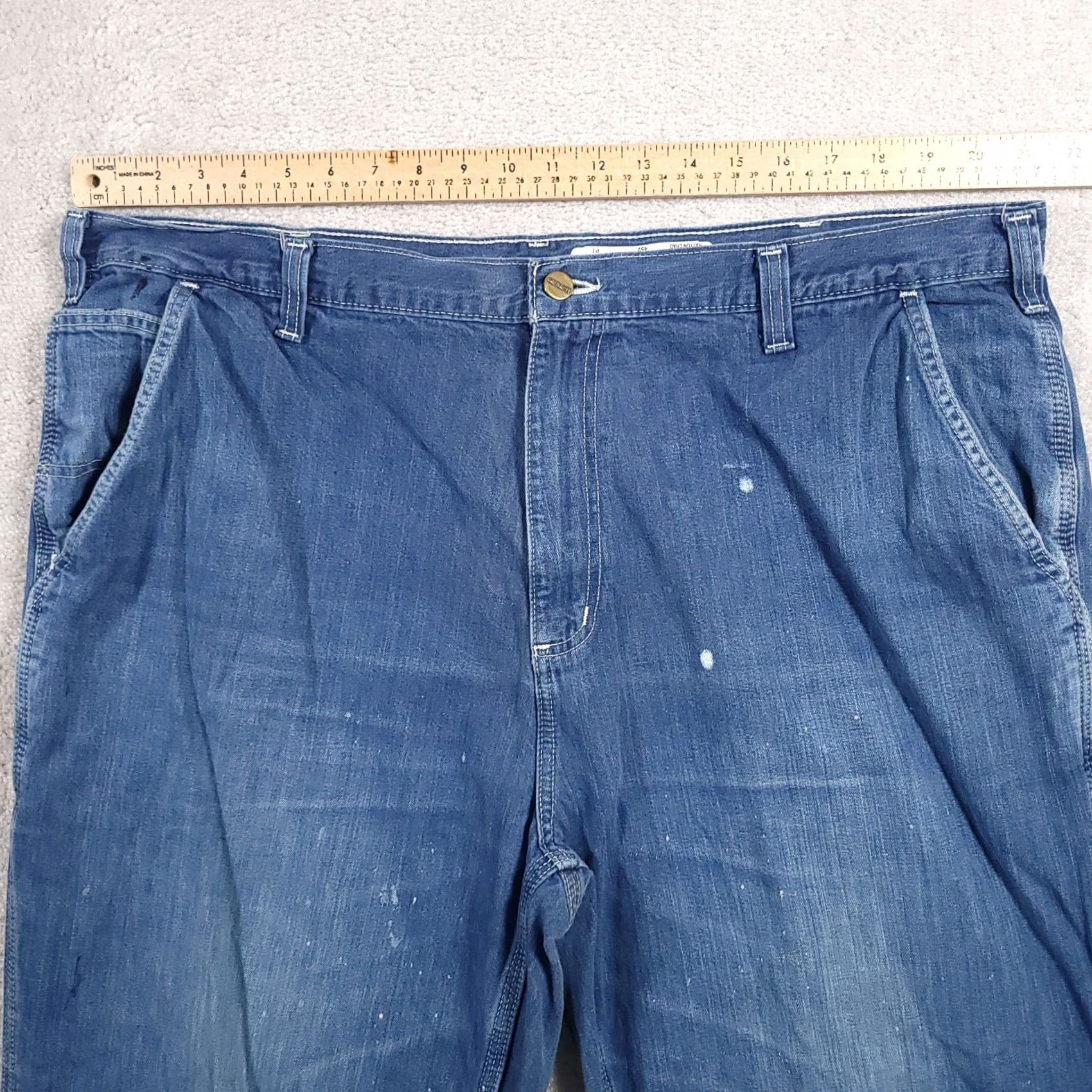 Carhartt VINTAGE Carhartt Denim Jeans Carpenter Dungaree Fit Blue Mens 42x34 Workwear Paint Flaws Size US 42 / EU 58 - 3 Thumbnail