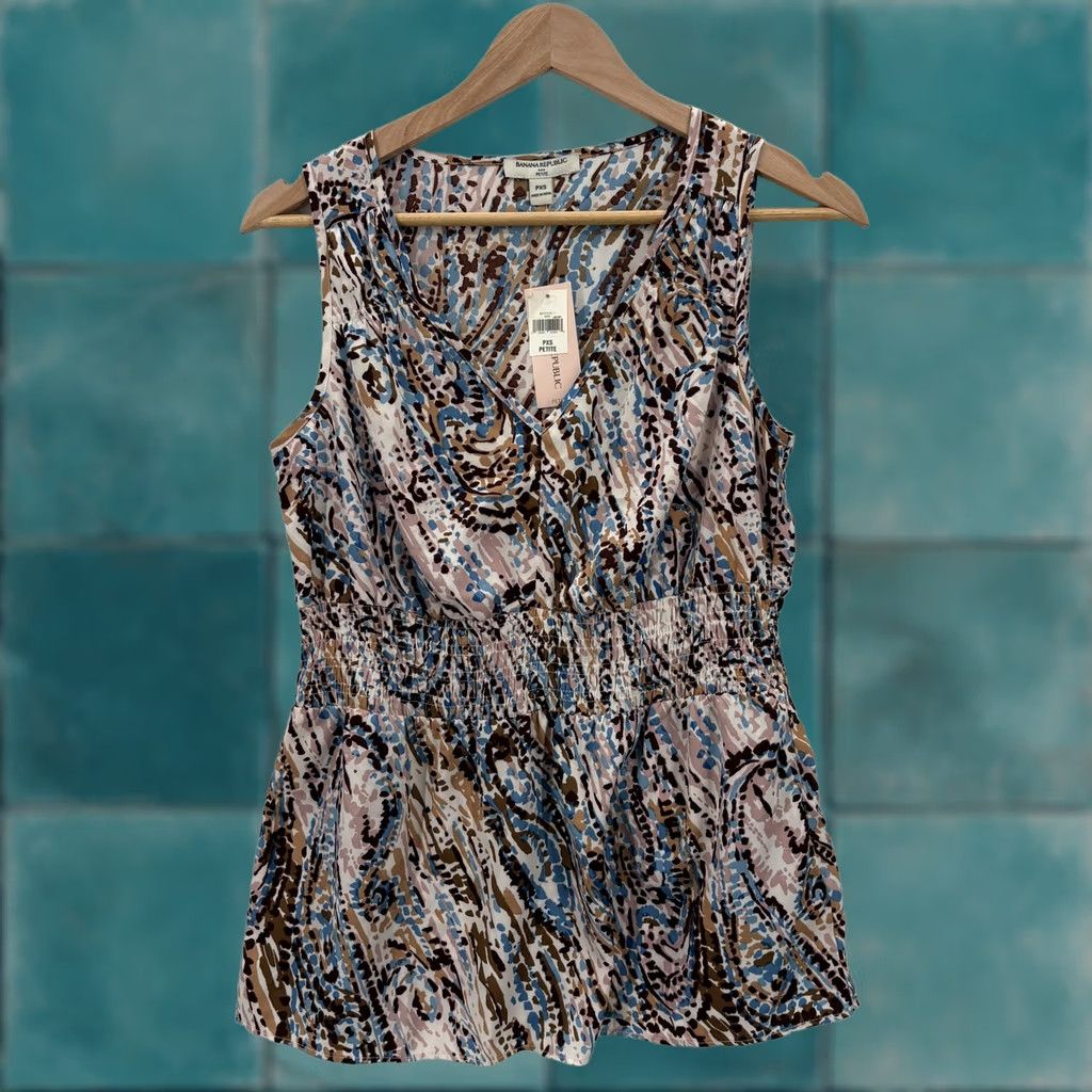 Banana Republic VINTAGE Banana Republic Shirt Womens Extra Small Petite Abstract Print Sleeveless Top Size XS / US 0-2 / IT 36-38 - 1 Thumbnail