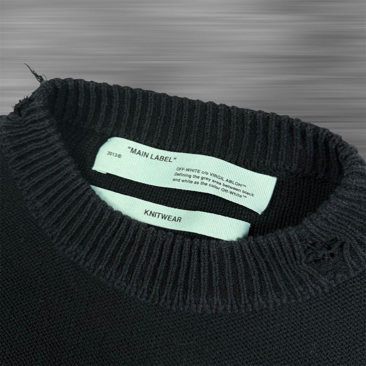 Off-White OFF-WHITE Distressed Logo Intarsia Wool Sweater Size US M / EU 48-50 / 2 - 3 Thumbnail