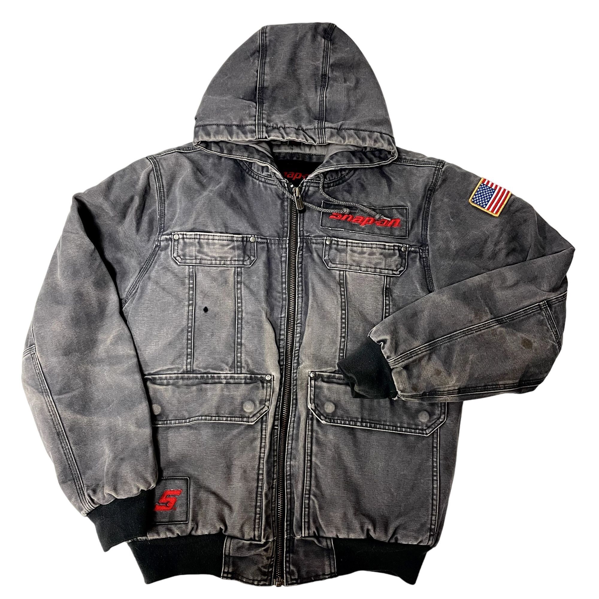 Unkwn SNAP ON Work Jacket SPELL OUT FrontBack Mechanic CANVAS Coat Grailed