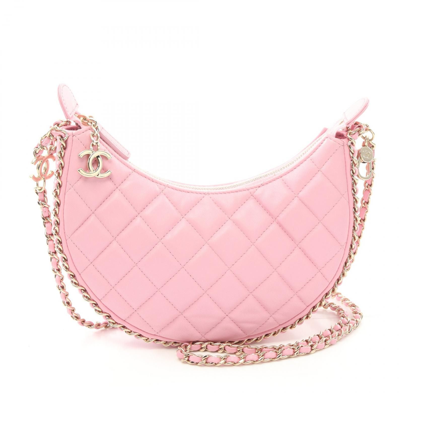 Chanel Chanel Matelasse Small Hobo Leather Shoulder Bag Leather Shoulder Bag As3917 in Pink, Women's
