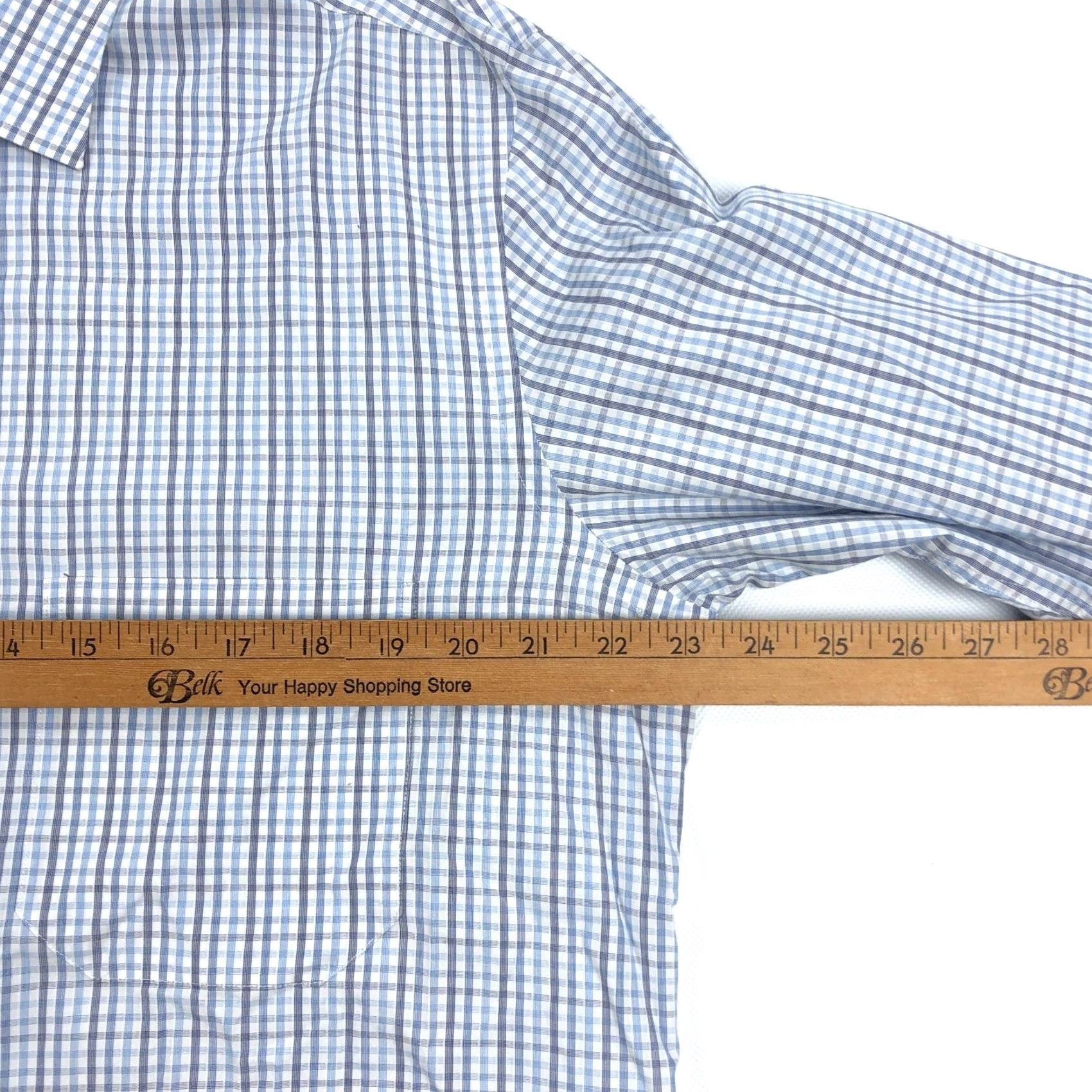 Canali Canali Dress Shirt 16 41 Blue Gray Gingham Long Sleeve Button Collar Men’s 100 Cotton Made in Italy Regular Fit Size 42R - 7 Thumbnail