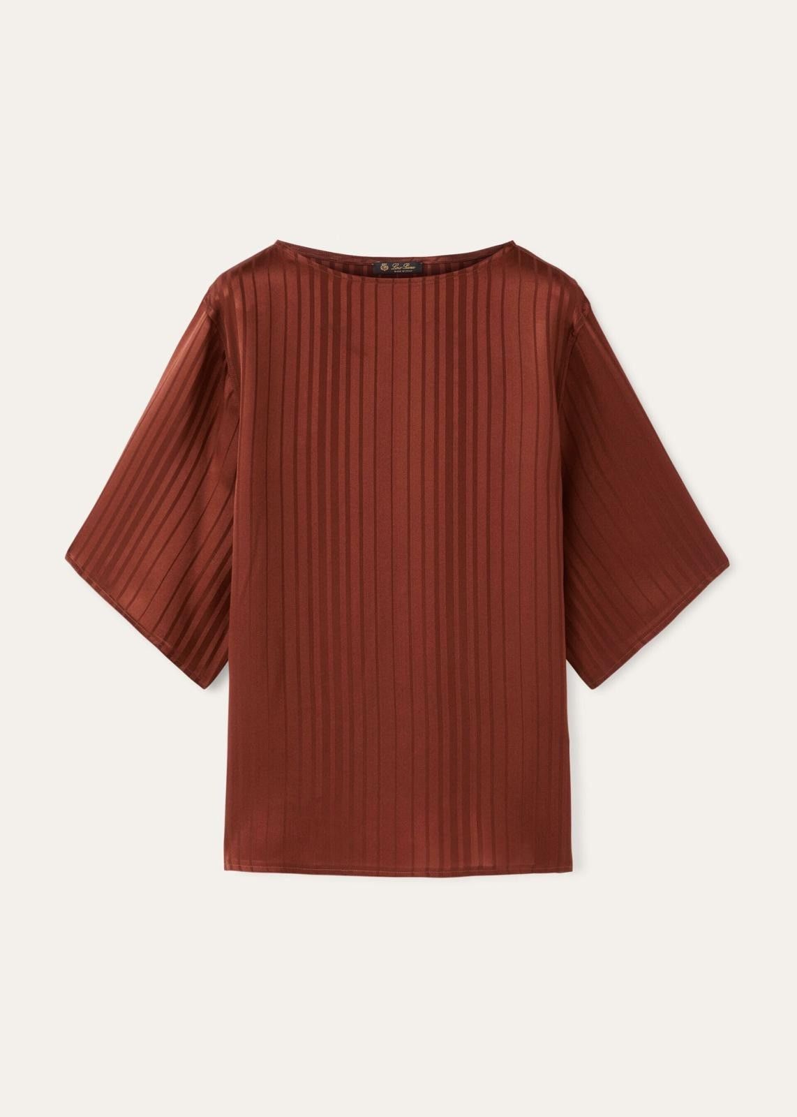 Loro Piana o1srvl11e0725 FAN8468 Mara Silk T-Shirt in Brown Size S / US 4 / IT 40 - 1 Thumbnail