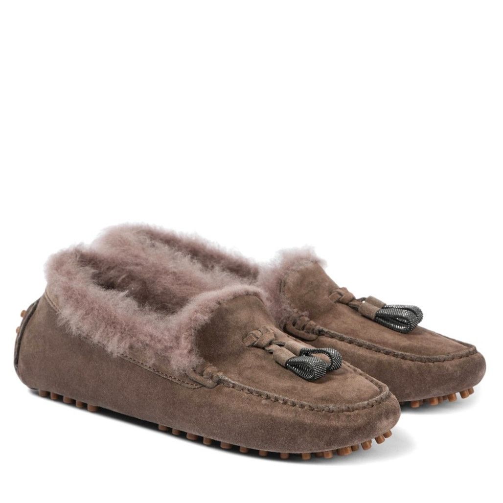 Brunello Cucinelli Brunello Cucinelli Monili Shearling Loafers Brown 37 Size US 7 / IT 37 - 1 Thumbnail