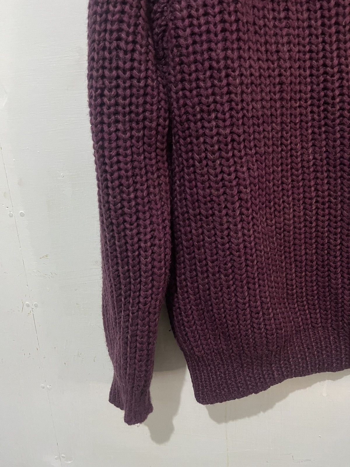 Paul Harnden Shoemakers Antique Chunky Knit Lambswool Sweater Burgundy Size US XL / EU 56 / 4 - 6 Thumbnail