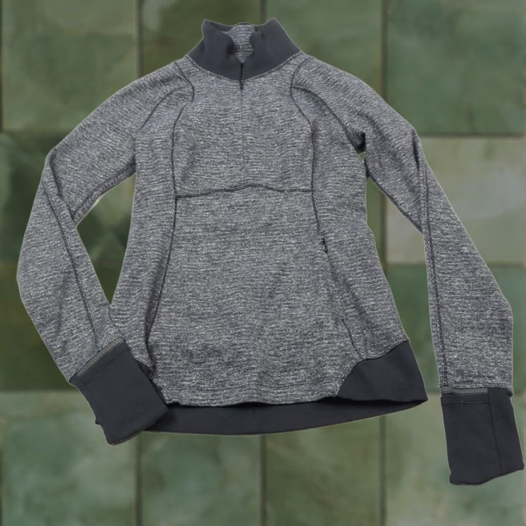 Lululemon Lululemon Runderful 1/4 Zip Top Womens Long Sleeve Pullover Yoga Black Grey N/A Size S / US 4 / IT 40 - 1 Thumbnail
