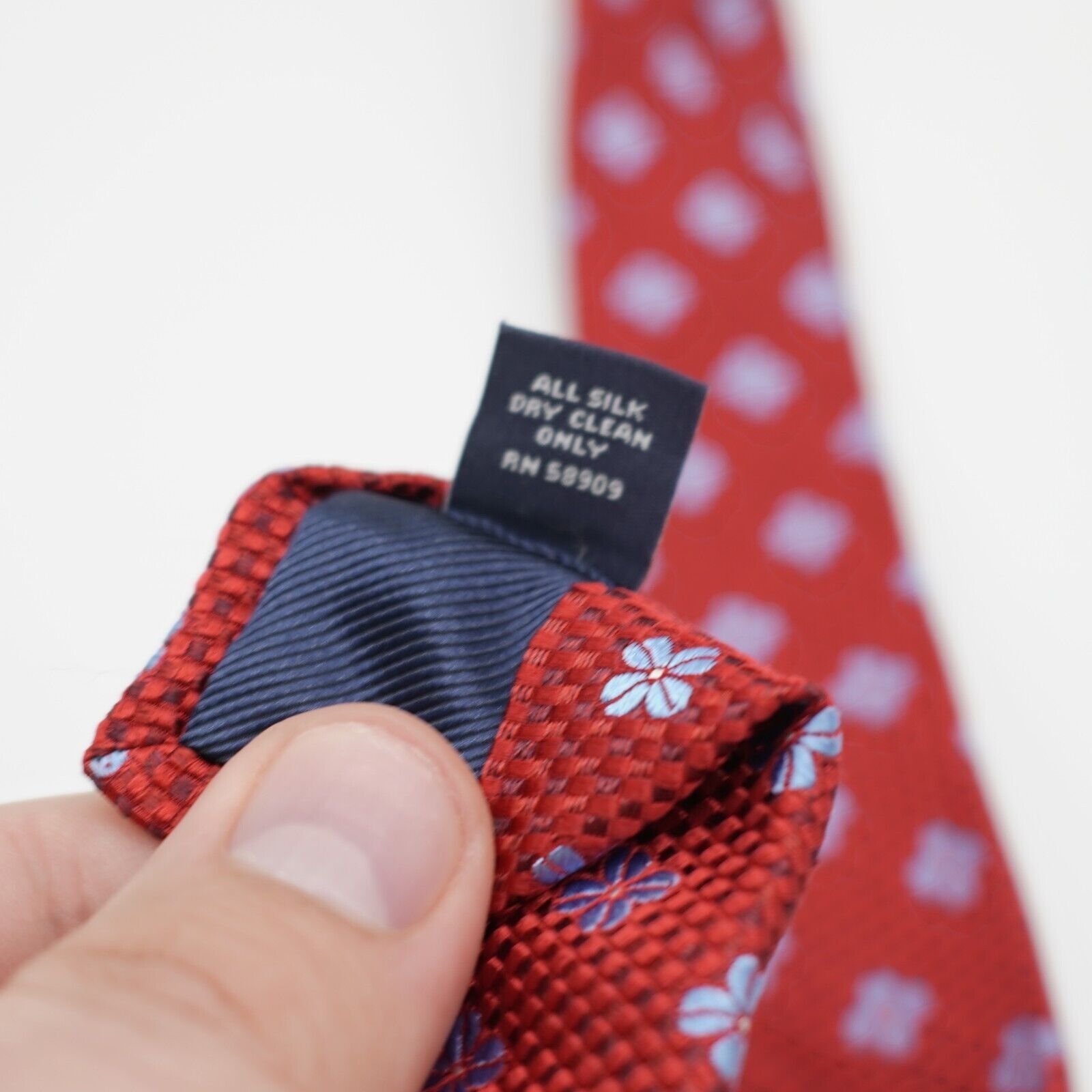 Hart Schaffner Marx Hart Schaffner Marx Red Blue Floral Geometric Woven Silk Tie Size ONE SIZE - 6 Thumbnail