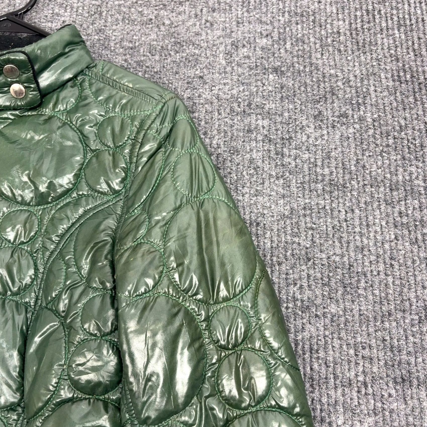 Vintage VINTAGE Quilted Puffer Jacket Womens M Green Glossy Belted Circle Quilt Style Size M / US 6-8 / IT 42-44 - 5 Thumbnail