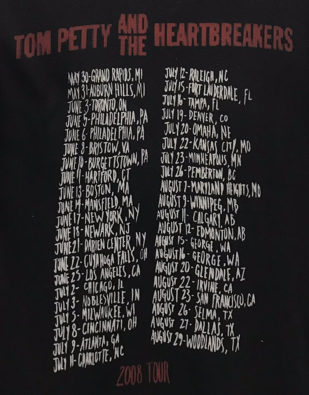 Band Tees × Vintage Vintage Tom Perry And The Heartbreakers 2008 Tour Shirt Size US L / EU 52-54 / 3 - 4 Thumbnail