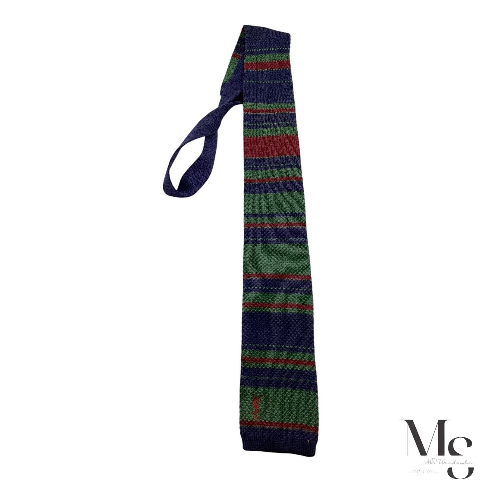 Yves Saint Laurent YVES SAINT LAURENT Blue Burgundy & Green Horizontal Stripd S Size ONE SIZE - 4 Thumbnail