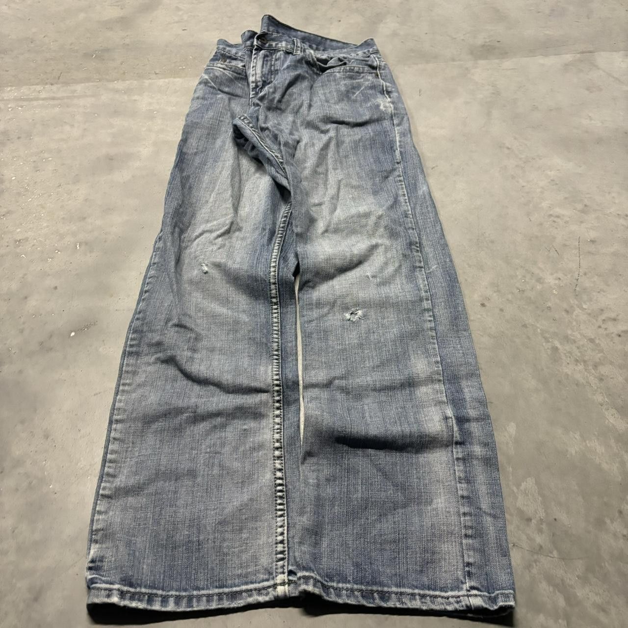 Japanese Brand × Vintage Crazy Vintage Y2K/2000s Grunge Flypaper Faded Wash Denim Jeans! Size US 33 - 3 Thumbnail