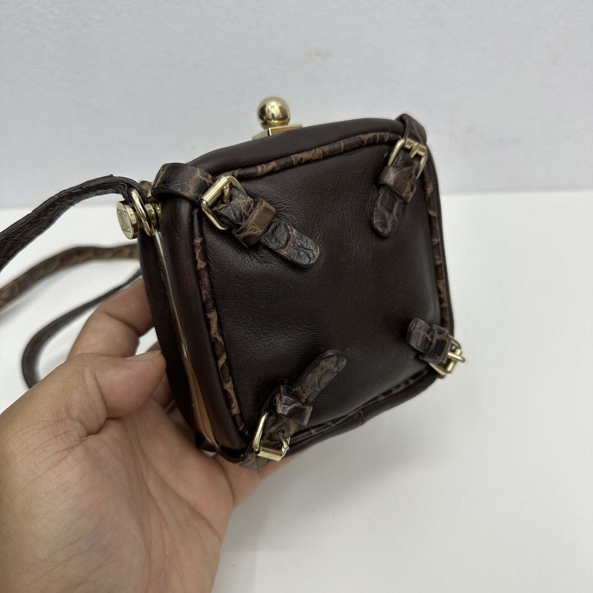 Celine ‼️YES‼️ AUTHENTIC CELINE LEATHER TRUNKETTE MINI CROSSBODY BAG Size ONE SIZE - 3 Thumbnail