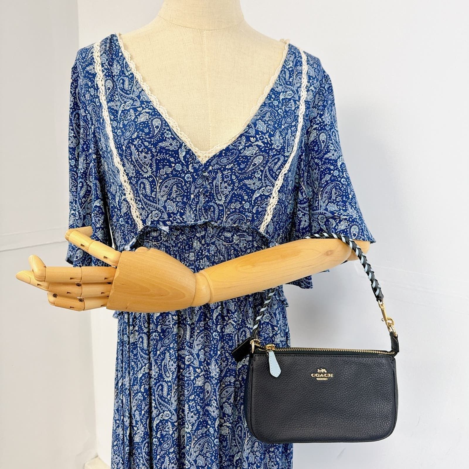 image of Coach C4233 Nolita Wristlet Hand Accessory Bag Midnight Blue in Navy, Women's