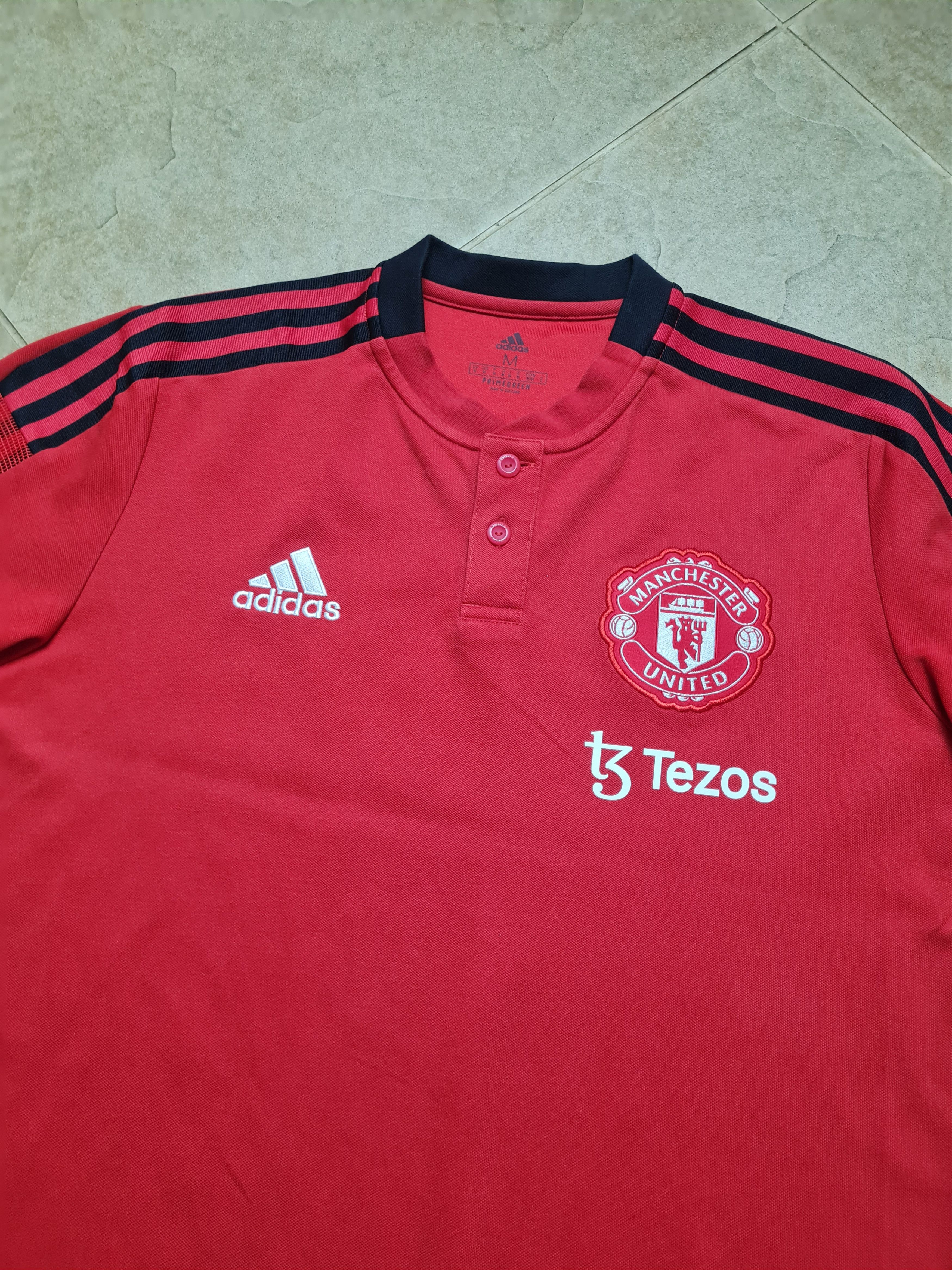 Adidas Polo Adidas Men's Red Manchester United 3-Stripes H63964 Size US M / EU 48-50 / 2 - 14 Thumbnail