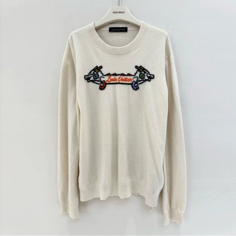 Louis Vuitton Louis Vuitton White dragon boat double-headed cashmere swea Size US XXL / EU 58 / 5 - 1 Thumbnail