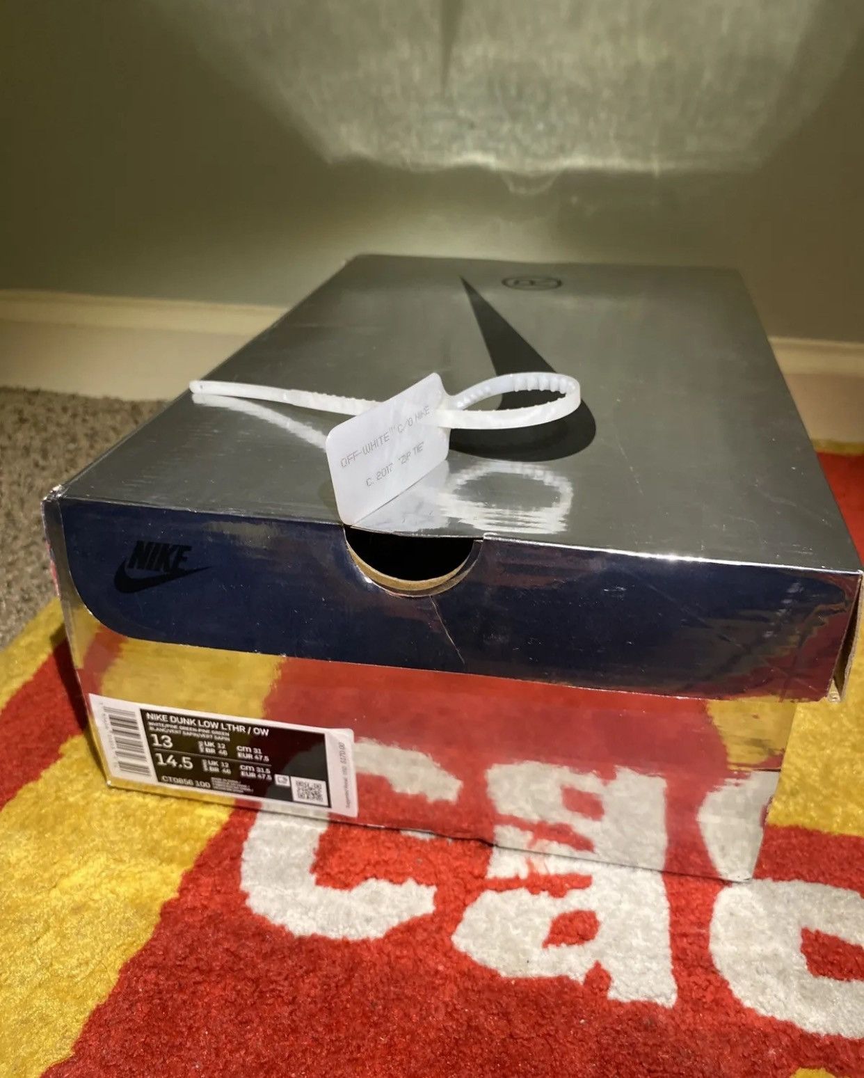 Nike Nike Dunk Low x OFF-WHITE Pine Green Size US 13 / EU 46 - 13 Thumbnail