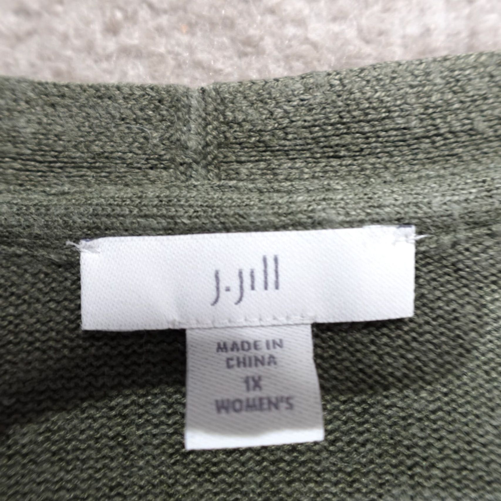 J. Jill J. Jill Cardigan Sweater Womens 1X Green Solid Linen Rayon Long Sleeve Knit Size XL / US 12-14 / IT 48-50 - 2 Thumbnail